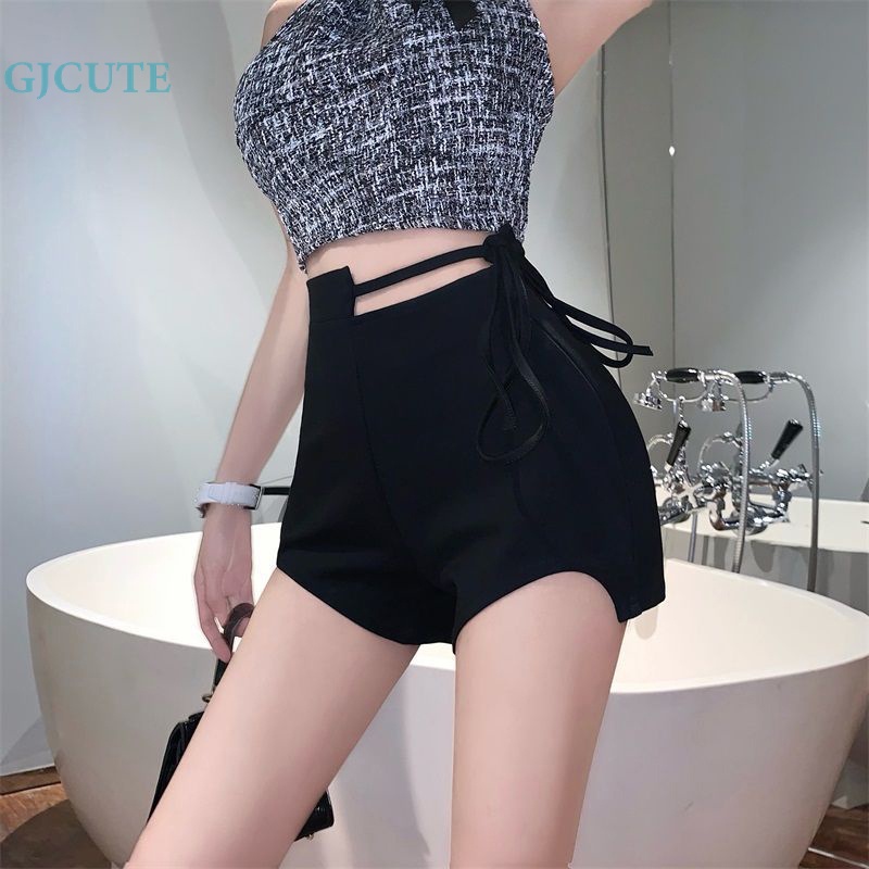 Quần Short Lưng Cao Màu Đen Gợi Cảm Thời Trang Cho Nữ