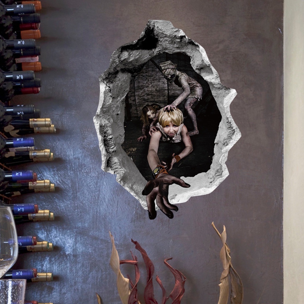 Miếng Dán Tường Trang Trí Halloween Hình Kinh Dị Tháo Gỡ Dễ Dàng