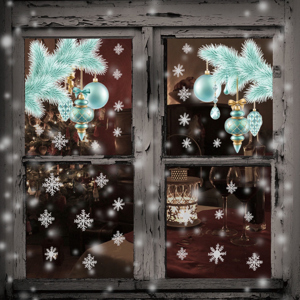 1 Set Sticker Dán Cửa Kính Bằng PVC Họa Tiết Hoa Tuyết Dễ Thương Bắt Mắt