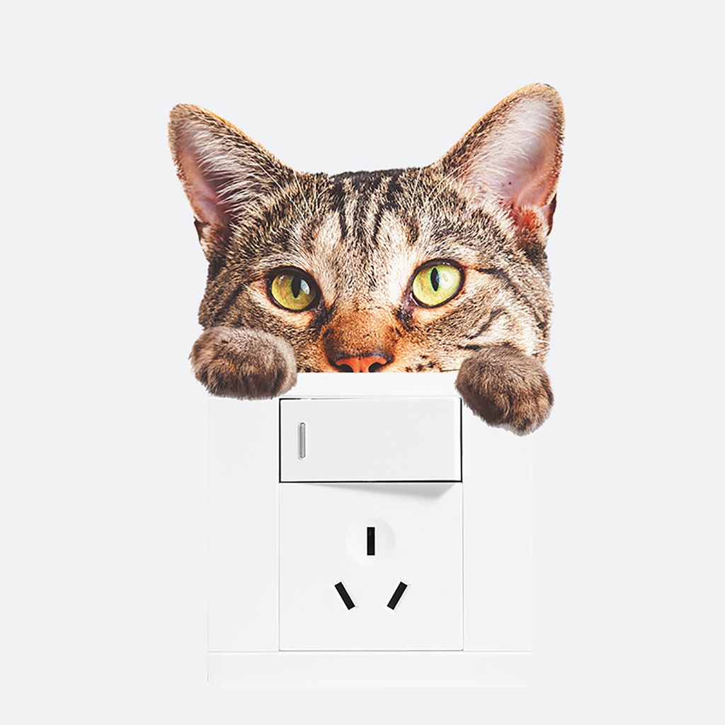 Set 5 Miếng Dán Trang Trí Công Tắc Điện Hình Thú Cưng Hoạt Hình Sáng Tạo DIY