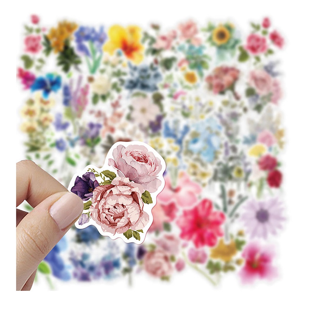 Túi 50 Miếng Dán Bằng PVC Chống Thấm Nước In Họa Tiết Hoa Đa Năng Cho Thanh Thiếu Niên