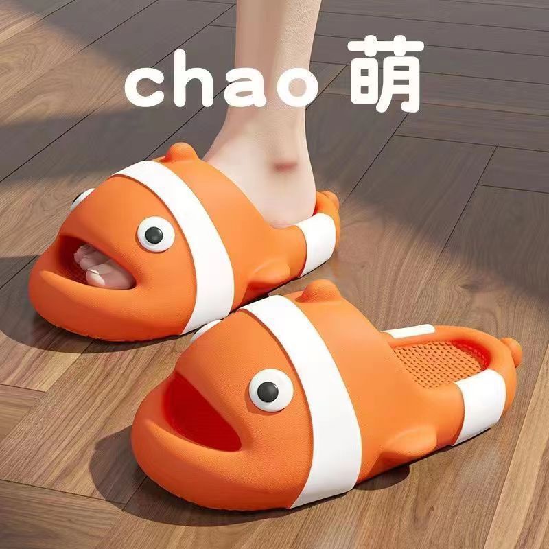 Dép Sandal Đế Xuồng Chống Trượt Hình Cá Mập Hoạt Hình Dễ Thương Cho Nữ