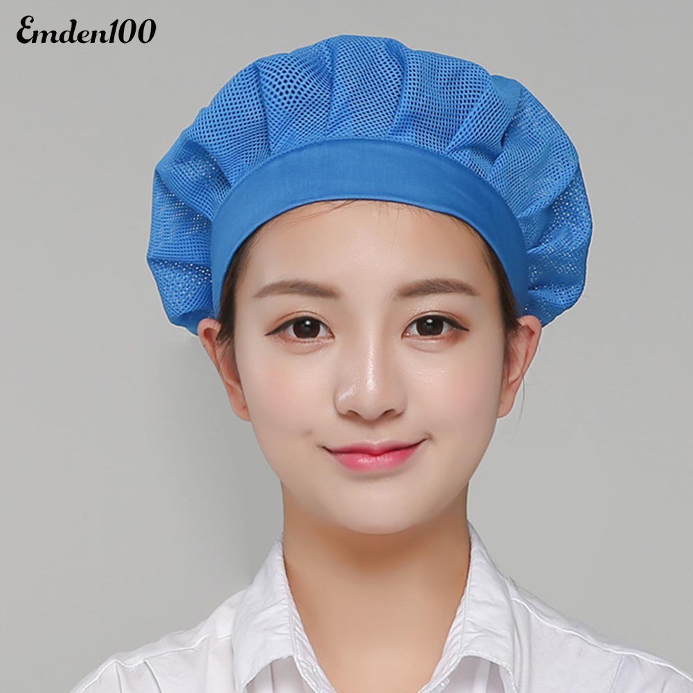 [EMDEN] Mũ Đầu Bếp Nhà Máy Unisex Phối Lưới Thoáng Khí Có Thể Điều Chỉnh