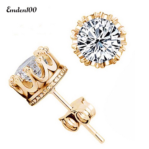 Bông Tai Mạ Bạc Hình Vương Miện Đính Đá Thời Trang Cho Nữ