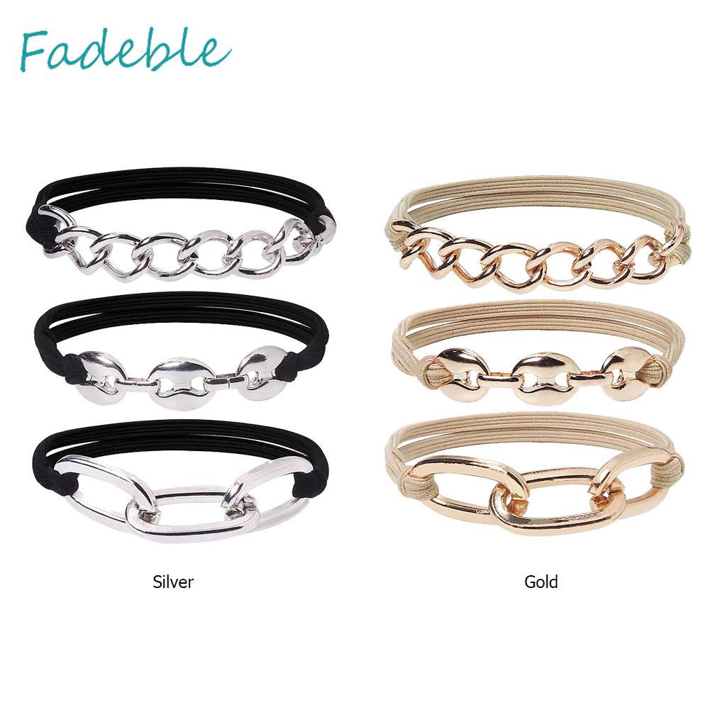 Set 3 Dây Cột Tóc Co Giãn 2 Trong 1 Thời Trang Cho Nữ