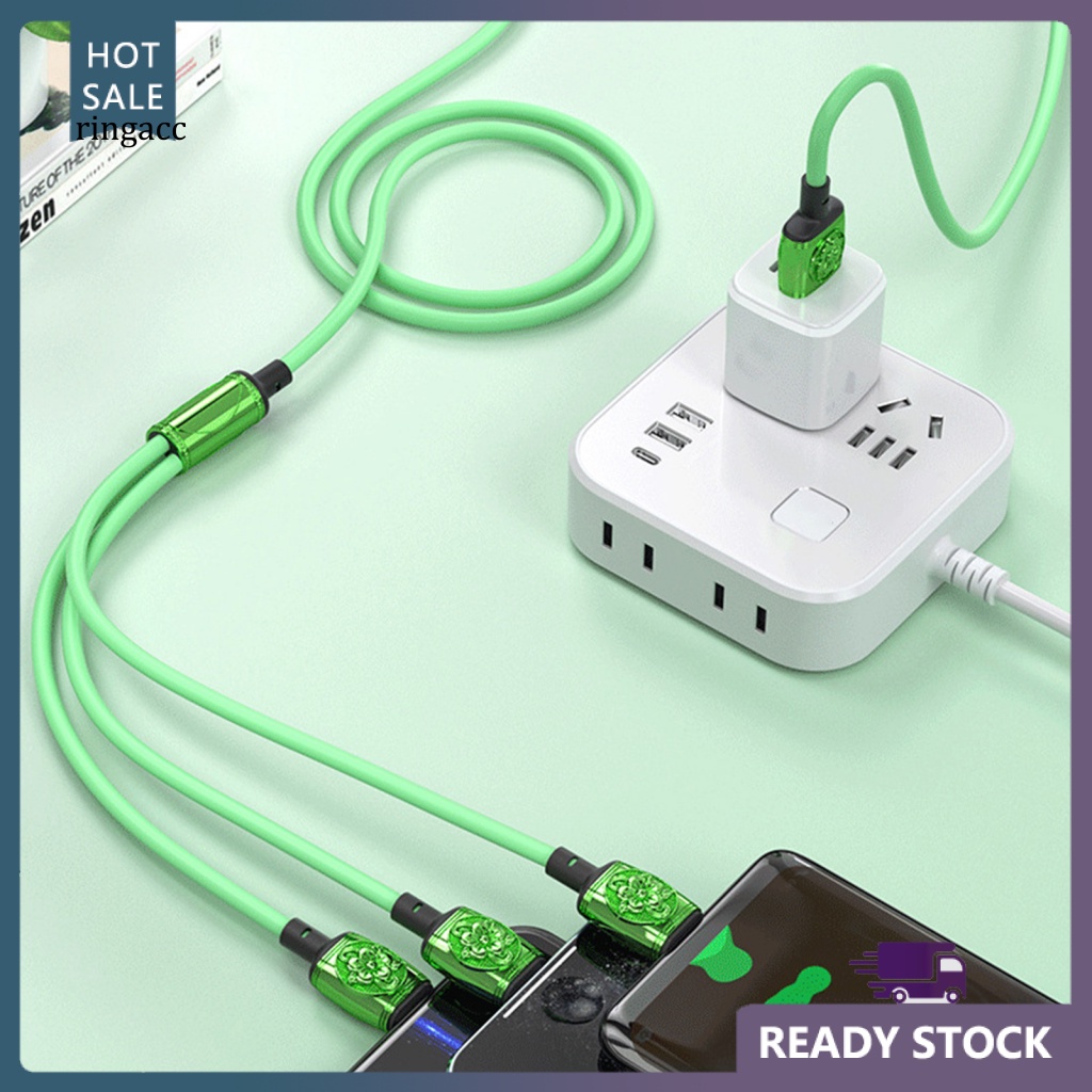 Dây Cáp Sạc Truyền Dữ Liệu RGA Chống Trượt Ba Giao Diện Không Trì Hoãn Cho Điện Thoại