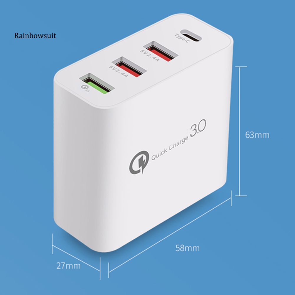 Củ Sạc Nhanh PD 18W 4 Cổng USB Type-C Cho Điện Thoại / Máy Tính Bảng