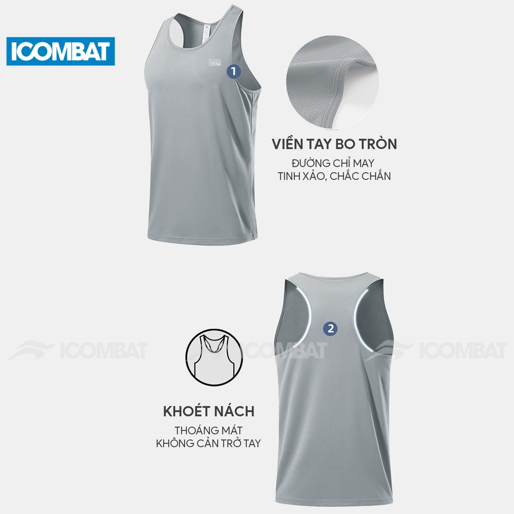 Áo Tank top thể thao nam ICOMBAT khoét nách 100% Polyester Quick Dry áo sát nách ba lỗ thoáng khí thoải mái vận động
