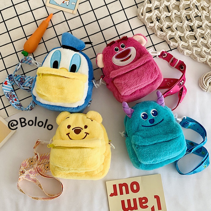 Bololo Túi Đeo Chéo Hình Vịt Donald / Dâu Tây Nhồi Bông Dễ Thương Cho Bé