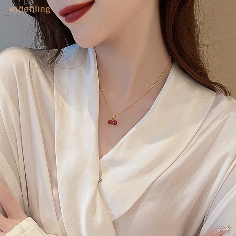 Bộ Trang Sức Gồm Vòng cổ / Bông Tai / Vòng cổ Mặt Hình Quả Cherry Đỏ Thời Trang Cho Nữ