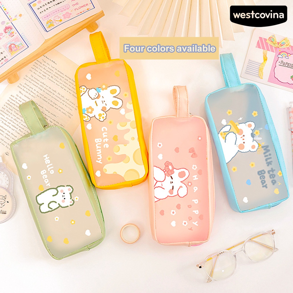 [WSTN]✎Túi Đựng Bút Trong Suốt Chống Bụi Sức Chứa Lớn In Họa Tiết Hoạt Hình Dễ Thương Dùng Hàng Ngày