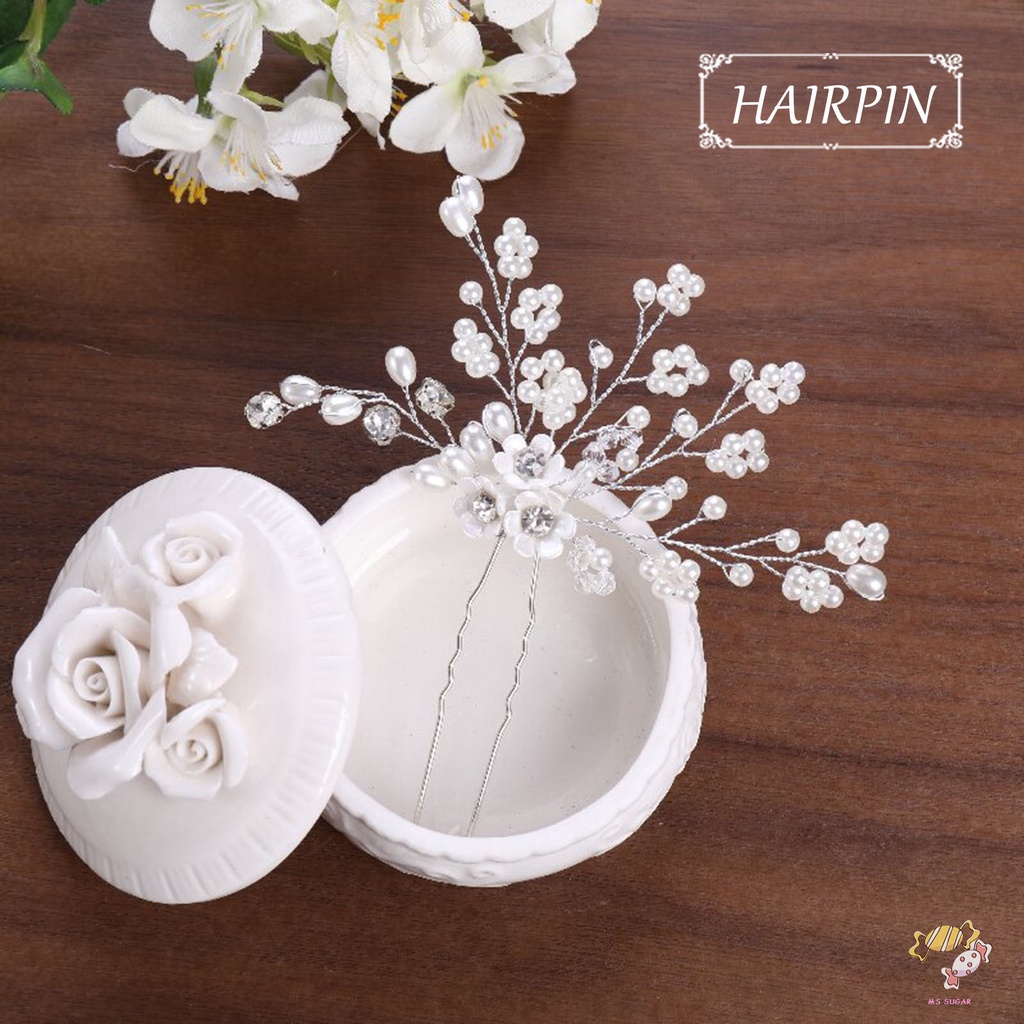 YADORNOS Vòng Tay Bé Gái Cô Dâu Ngọc Trai Kim Cương Giả Kẹp Tóc Tóc Trang Sức Cưới