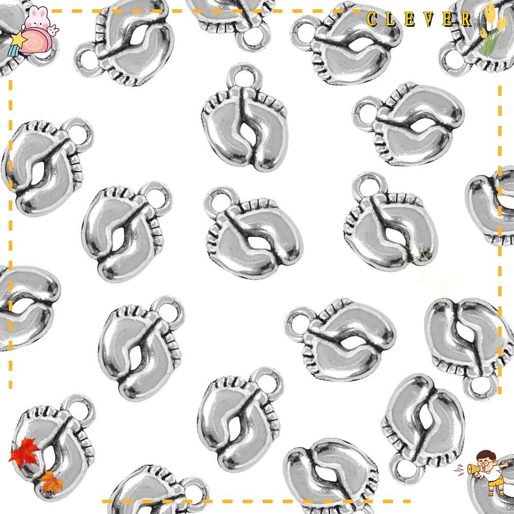 CLEVER Bộ 120 Mặt Dây Chuyền Bạc Hình Dấu Chân Đáng Yêu 14x10mm 2mm