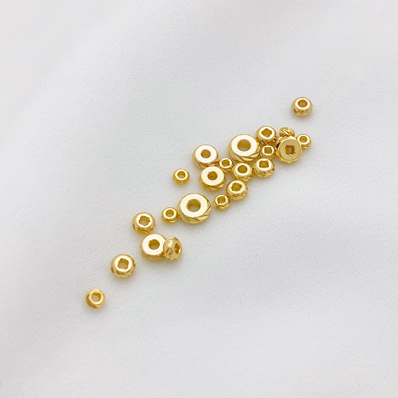 Túi Hạt Tròn Dẹp Cắt Dẹp Hình Hoa Màu Vàng 14K Làm Trang Sức Thủ Công diy