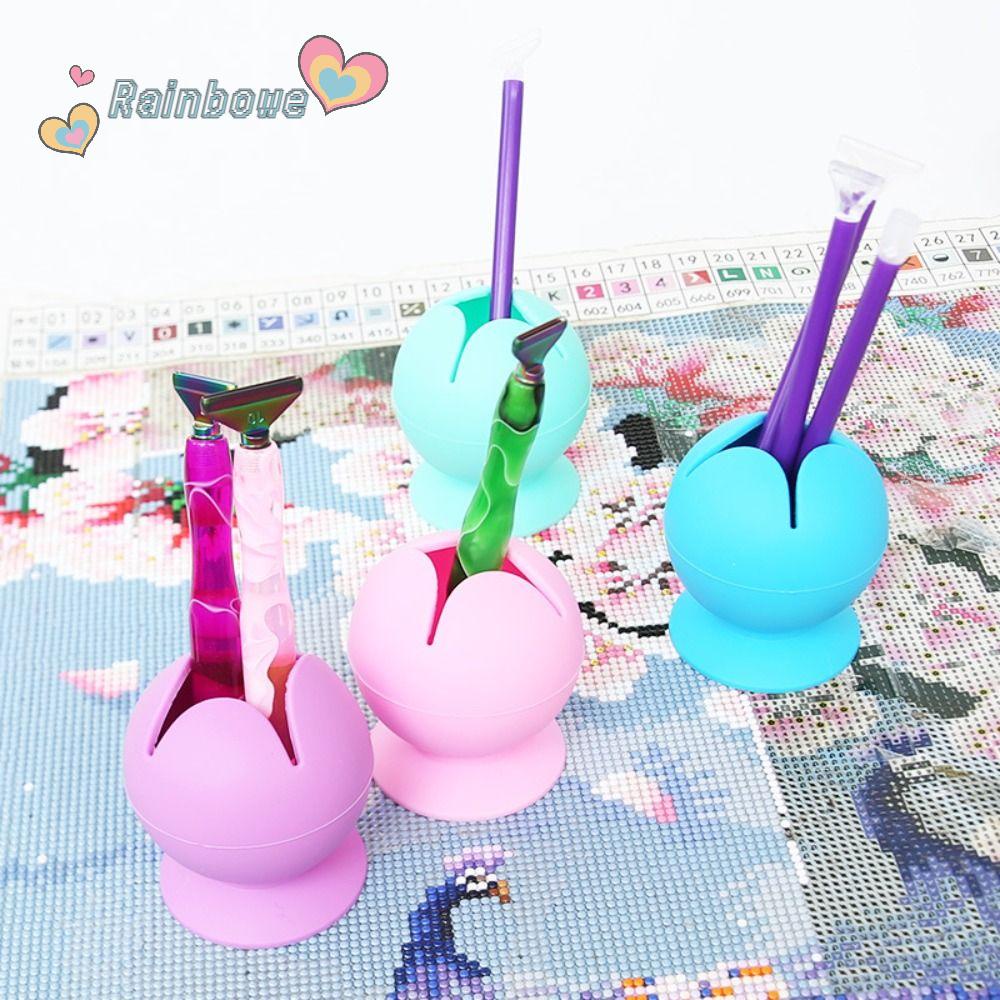 RAINBOW Ống Đựng Bút Bằng Silicone Gọn Nhẹ Có Cốc Hút Tiện Dụng DIY