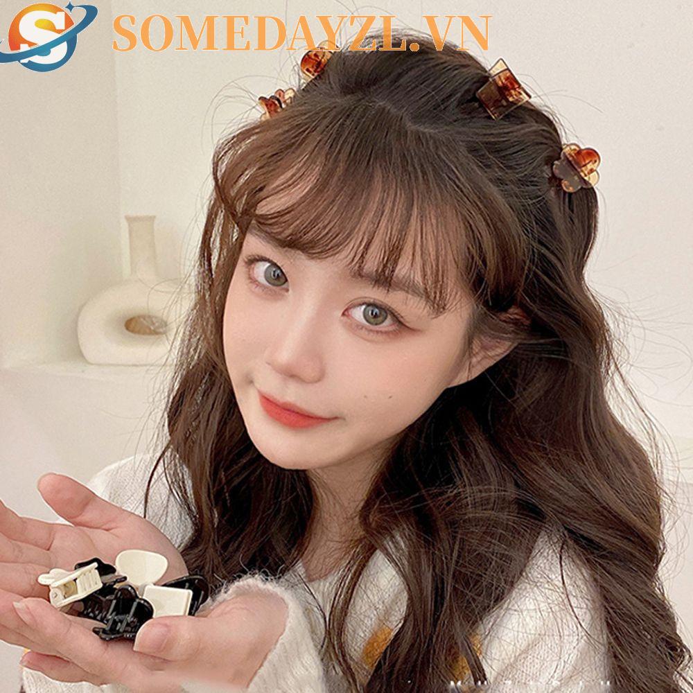 SOMEDAYZL Kẹp Tóc Nơ Màu Trơn Đơn Giản Thời Trang Hàn Quốc