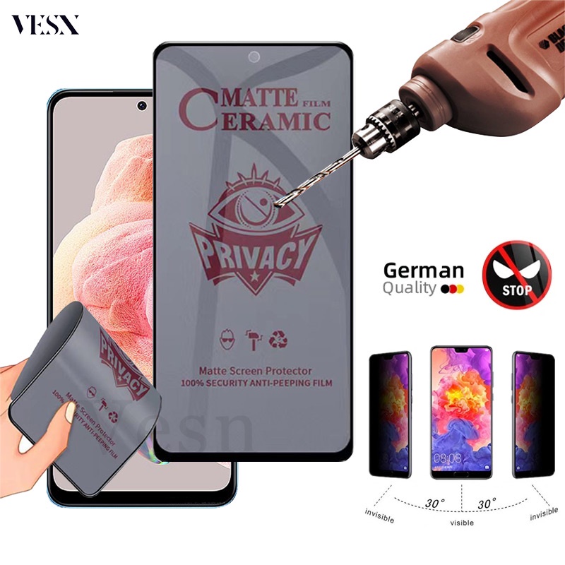 Kính cường lực chống nhìn trộm full màn dành cho Redmi Note 13 12 12s 11 11T 11s 10 10s 9 9s 8 Pro Plus Pro+ 4G 5G 2023