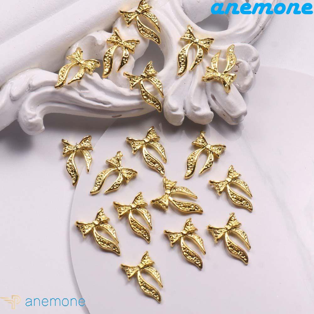 ANEMONE Bộ 20 Phụ Kiện Trang Trí Móng Tay Nghệ Thuật Hình Nơ / Lá / Nơ Bằng Kim Loại / Lá / Đính Đá Xinh Xắn