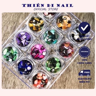 Set sỏi xà cừ gắn móng tay phong cách Hàn Quốc, phụ kiện xà cừ vân đá trang trí móng Thiên Di Nail