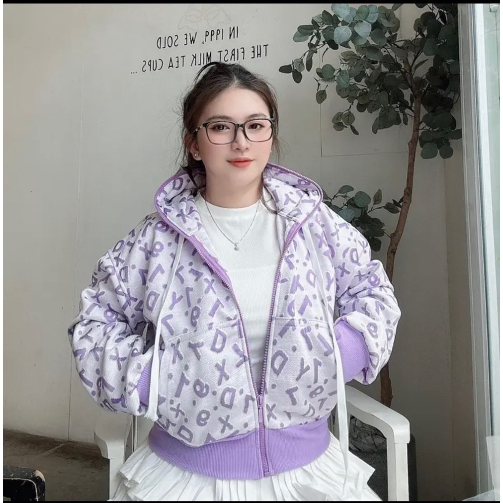 Áo Khoác Chống Năng Nón To Hoạ Tiết Chữ