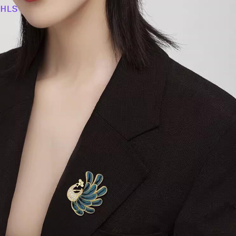 Ghim Cài Áo Hình Chim Công Đính Đá Dễ Thương Phong Cách Hàn Quốc