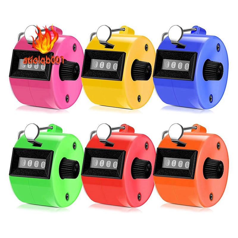 Set 6 Dụng Cụ Đếm Cầm Tay 4 Chữ Số Nhiều Màu Sắc Kèm Nhẫn Kim Loại