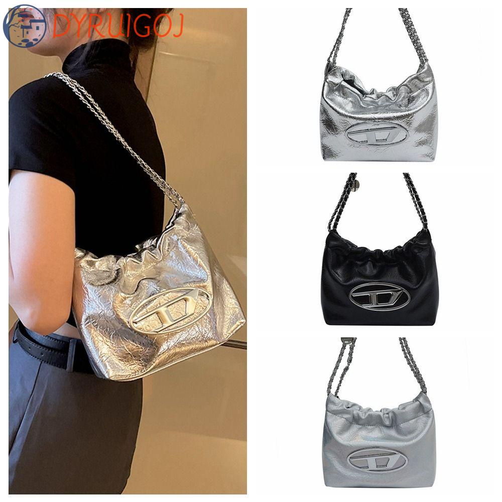 DYRUIDOJ Túi Da Đeo Chéo Y2K Thiết Kế Dây Rút Đơn Giản Thời Trang Cho Nữ