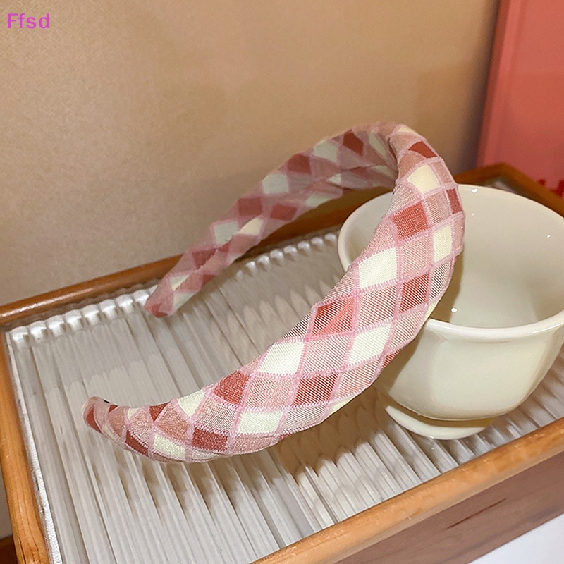 {Ffsd} Băng Đô Cài Tóc Bằng Xốp Kẻ Sọc Caro Bằng Vải Thời Trang Thông Thường Đa Năng Dành Cho Bạn Nữ * Hàng Bán Chạy