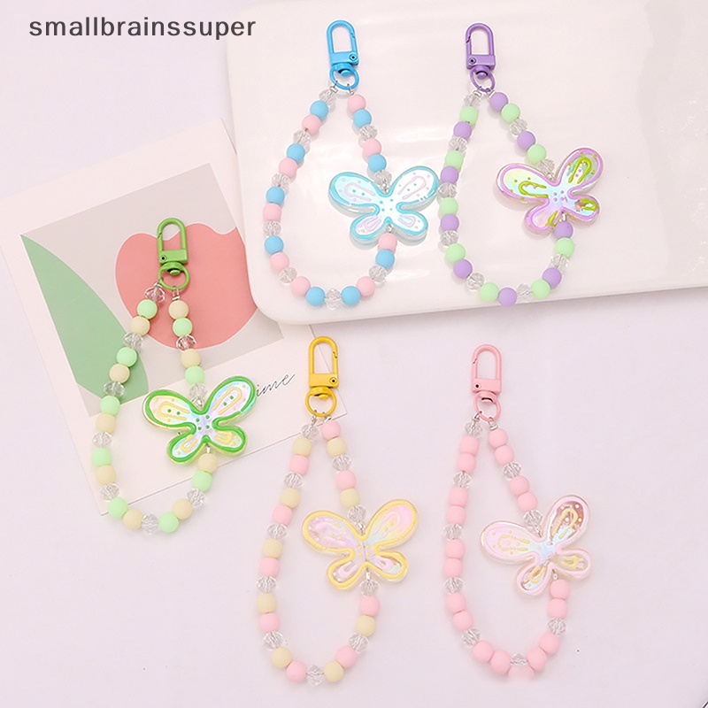 Dây Đeo Điện Thoại / Móc Khóa Bằng Acrylic Màu Kẹo Hình Bướm Dễ Thương SBS