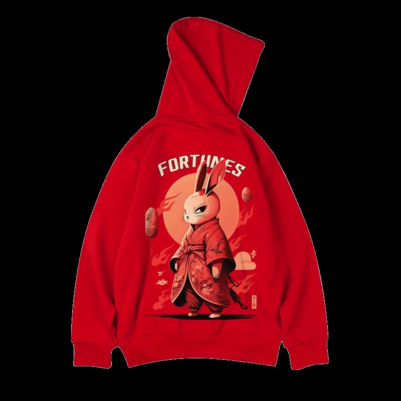 Áo Hoodie Tay Dài Dáng Rộng In Hình Thỏ Hoạt Hình Phong Cách Đường Phố Mỹ 6 Màu Tùy Chọn Thời Trang Cho Nam Và Nữ