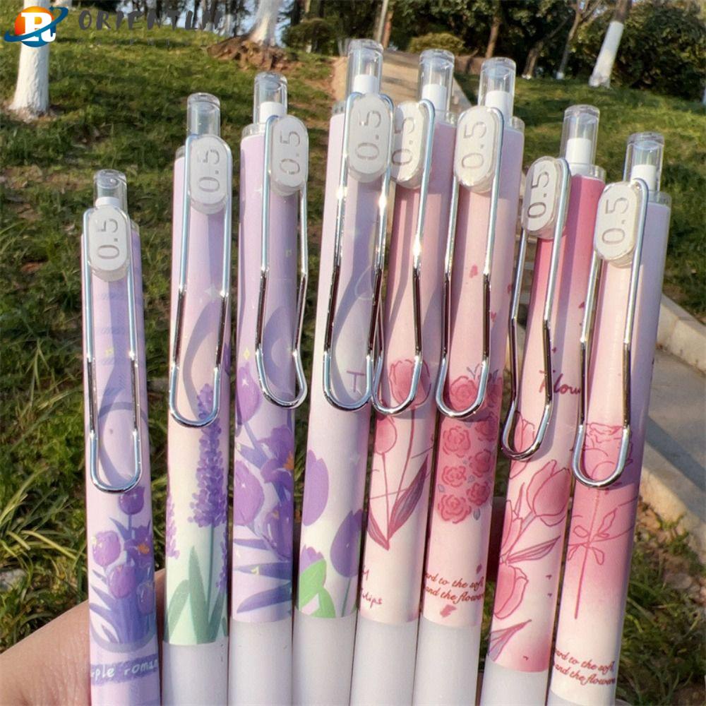 ORIENTLII Set 4 Bút Mực Đen Dạng Nhấn Họa Tiết Hoạt Hình Sáng Tạo