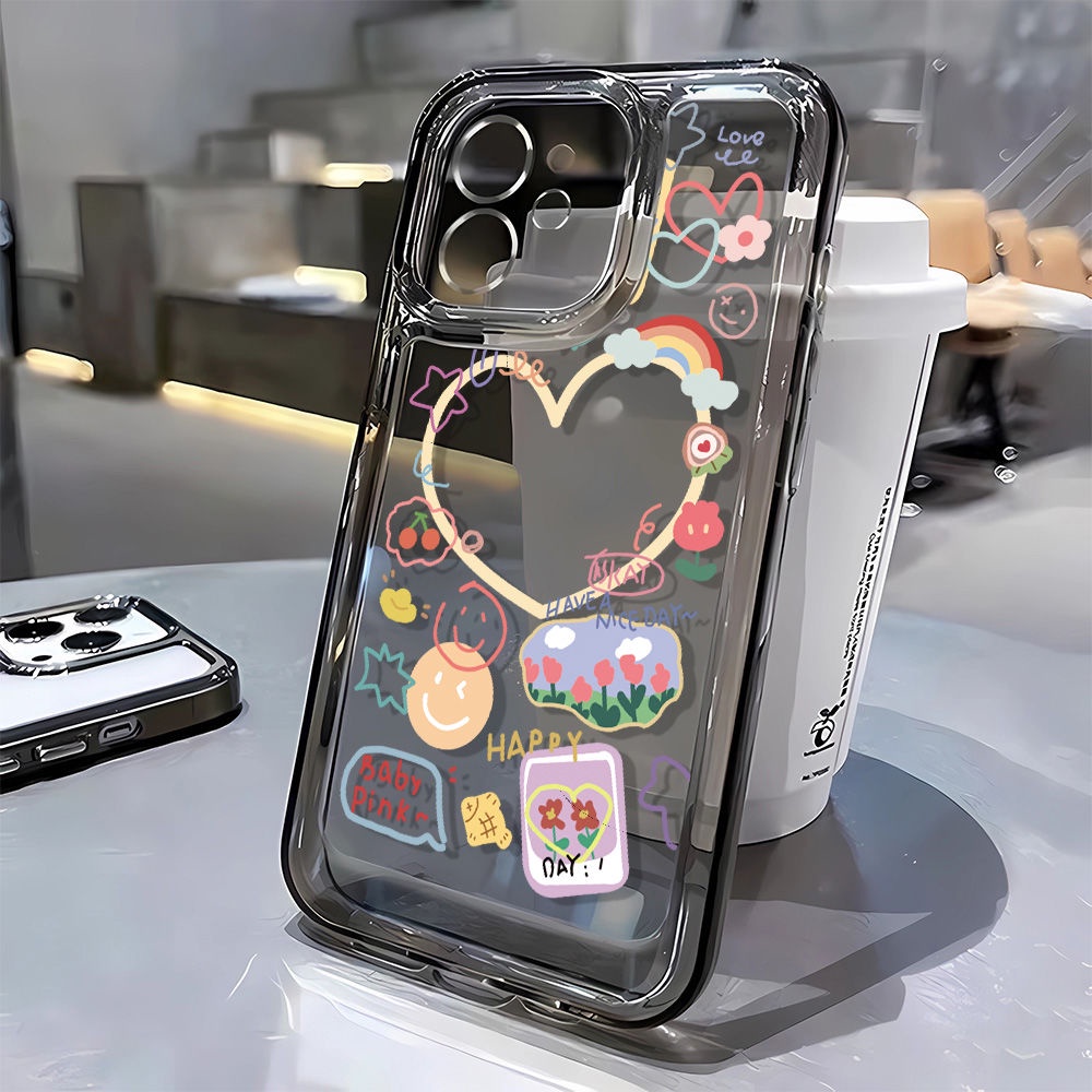 Ốp Điện Thoại Dẻo Họa Tiết Hoa / Mặt Cười Dễ Thương Cho iPhone14Promax 12713 8 V7OK 11Promax