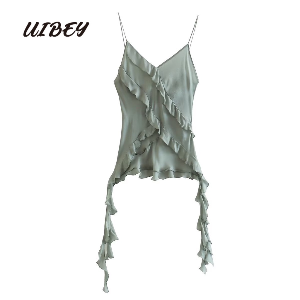 Uibey Áo Sát Nách Cổ Chữ V Viền Bèo Thời Trang 2605