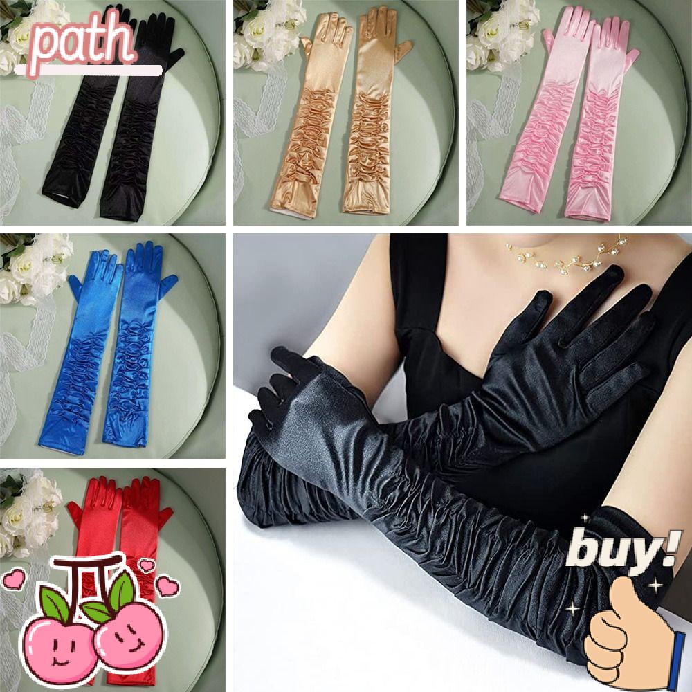 PATH Găng Tay Satin Phụ Kiện Hóa Trang Dự Tiệc