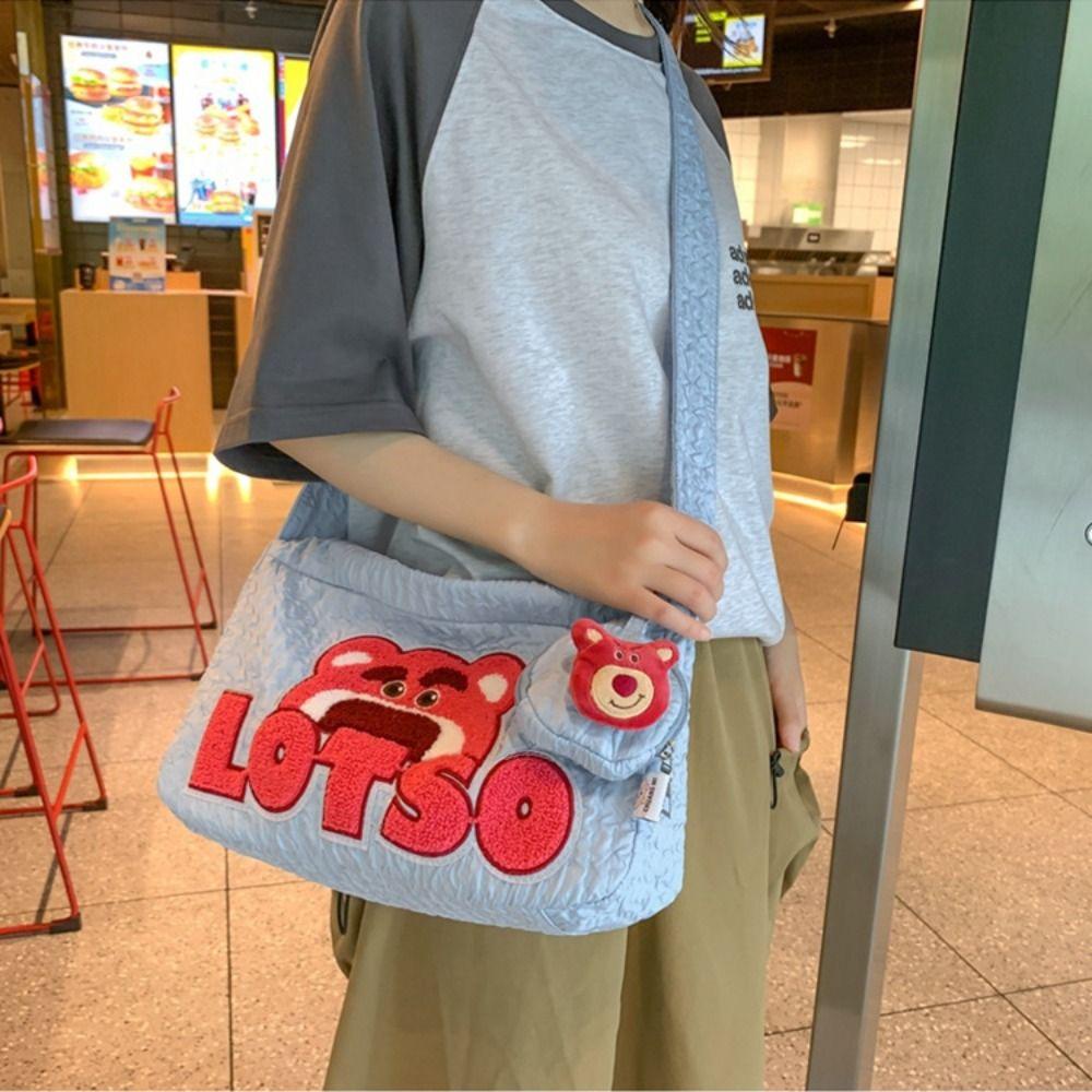 FALLFORBEAUTY Túi Đeo Chéo Vai Hình Gấu Dâu Tây Dễ Thương Dành Cho Nữ