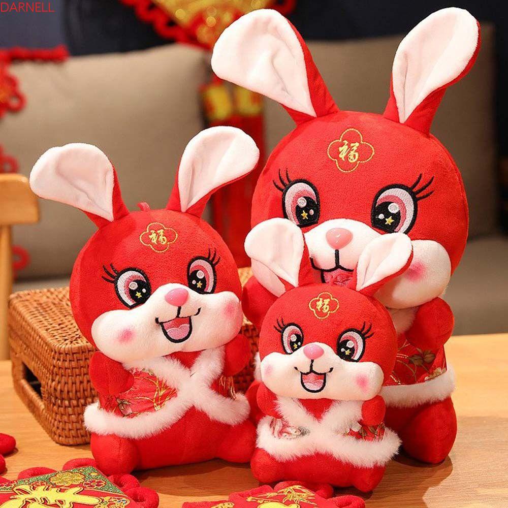 DARNELL Thỏ Nhồi Bông Chất Liệu Cotton Mềm Mại Phong Cách Trung Hoa Trang Trí Nhà Cửa