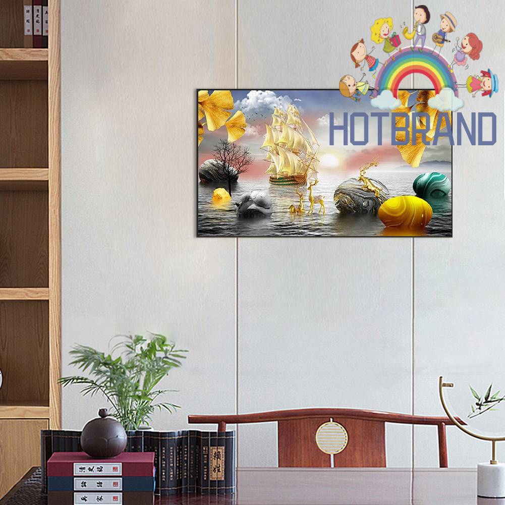 Tranh Đính Đá Kim Cương Toàn Bộ 5D DIY Hình Vẽ Hươu Ginkgo