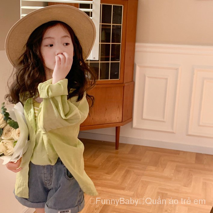 Áo Sơ Mi Mỏng Nhẹ Tay Dài Chống Nắng Phong Cách Hàn Quốc Thời Trang Mùa Hè Mới 2023 Dành Cho Bé Gái