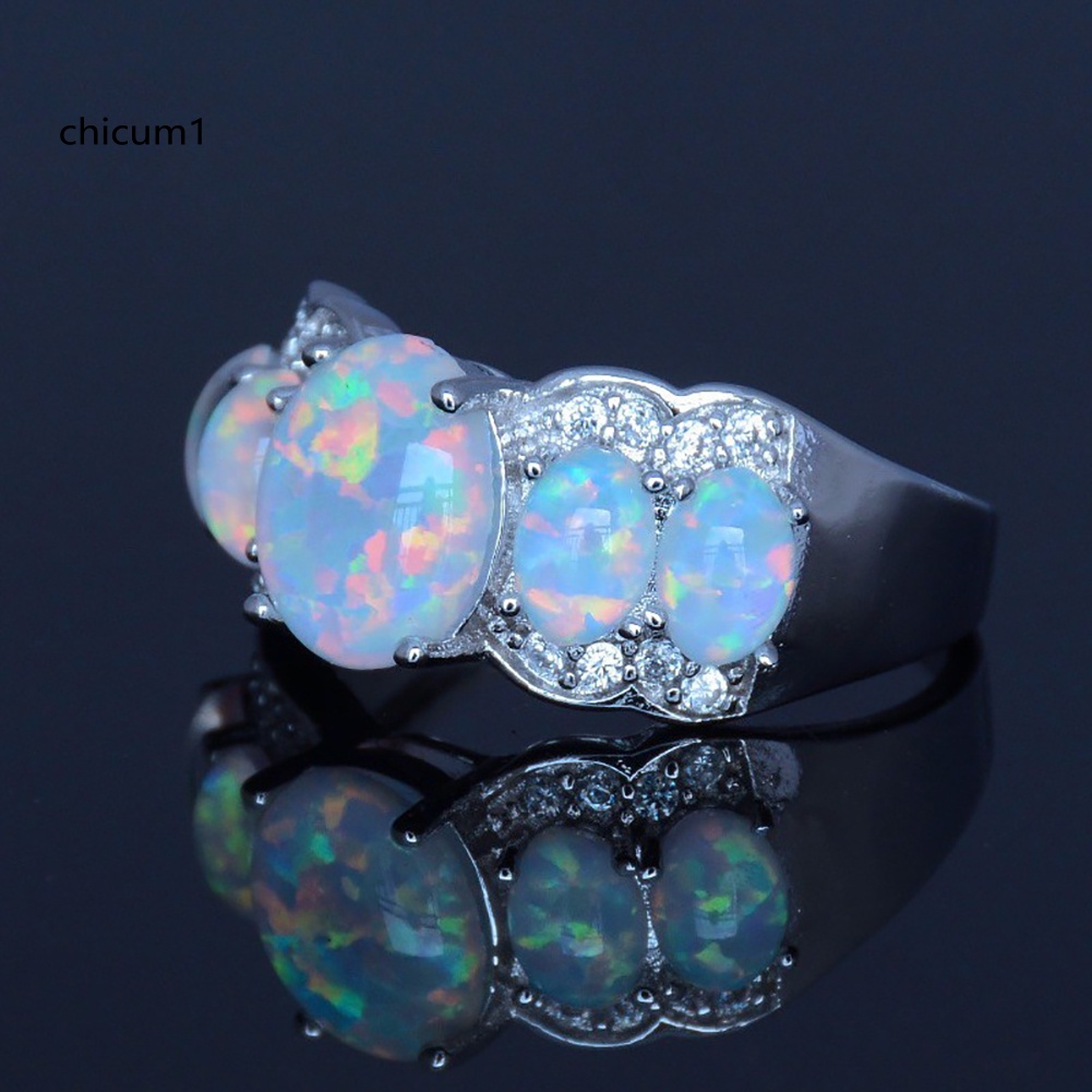 Nhẫn Đính Hôn Đính Đá Opal Nhân Tạo Hình Oval Thời Trang Dành Cho Nữ