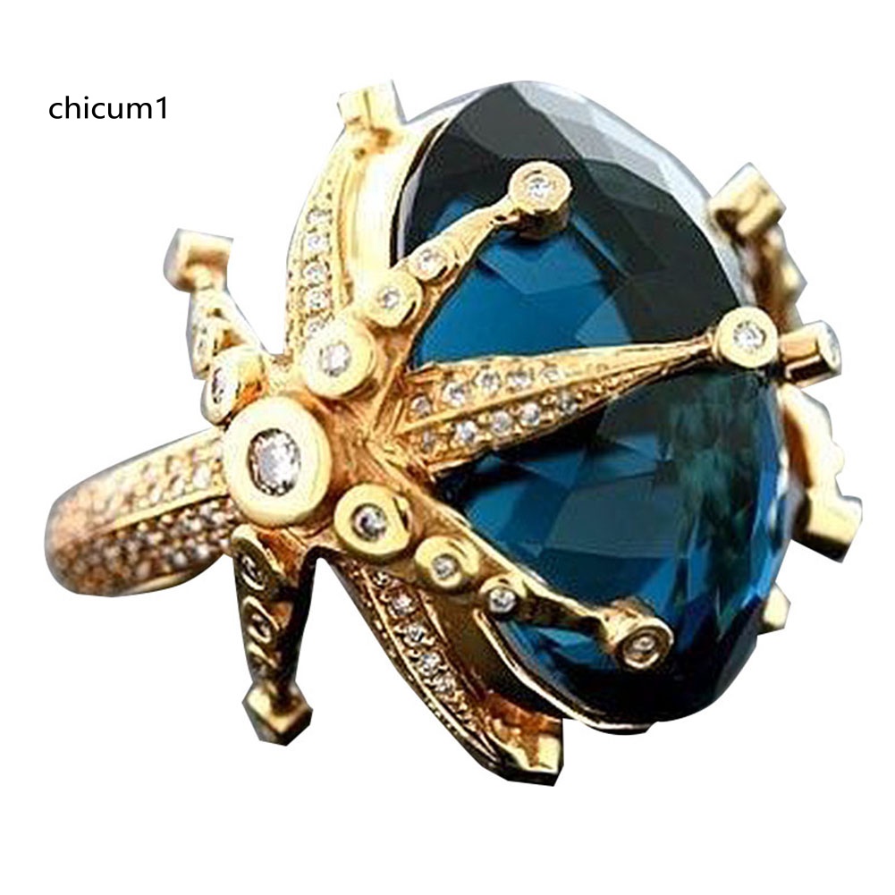 Nhẫn Cưới Mạ Bạc Hình Sao Biển Đính Đá Topaz