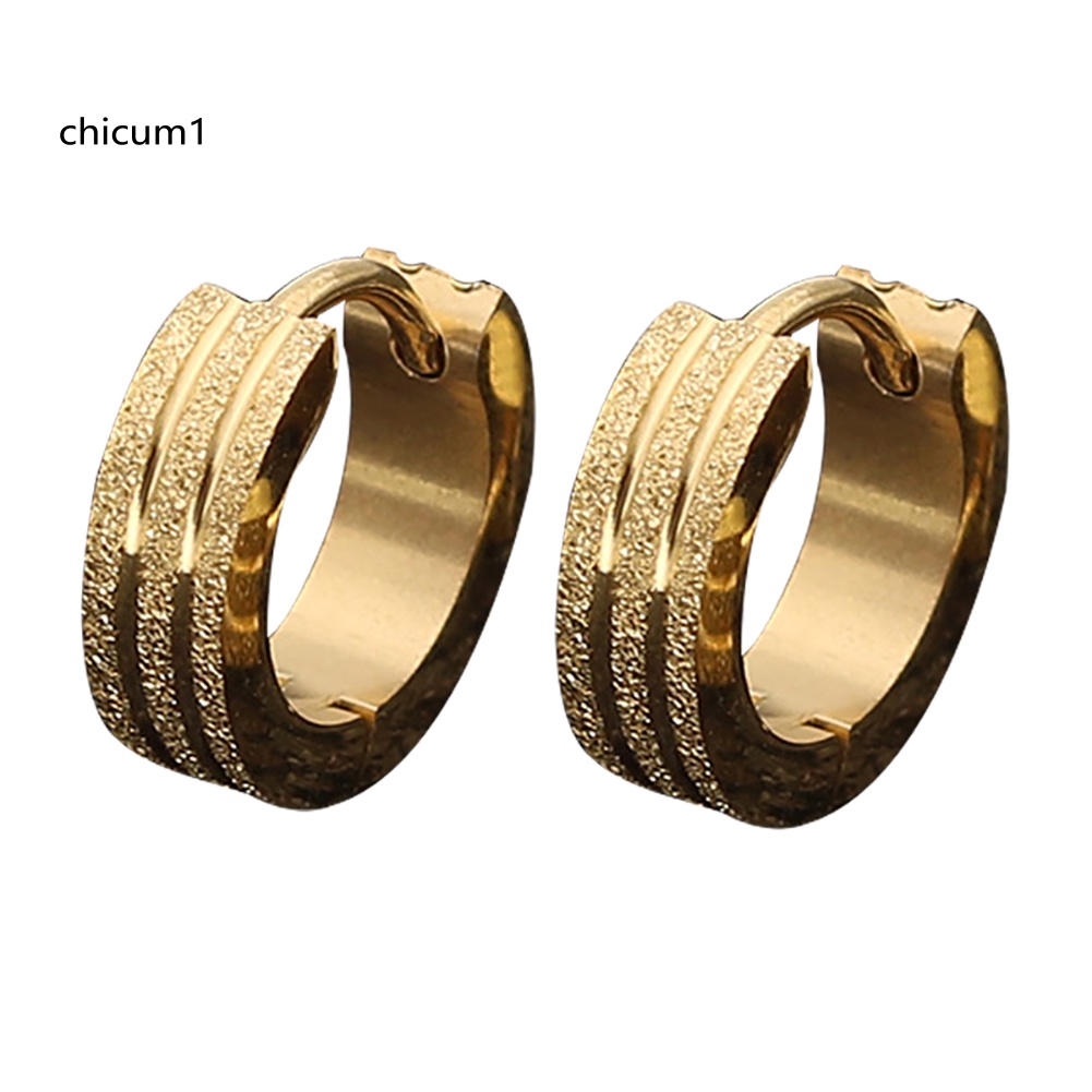 Khuyên Tai Tròn Phẳng Bằng Thép Không Gỉ Thời Trang Unisex