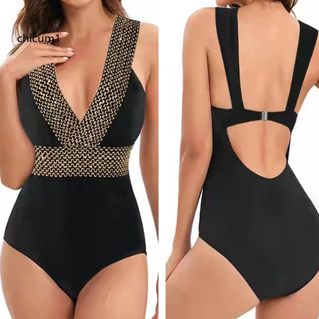 Đồ Bơi Một Mảnh Cổ Chữ V Khoét Sâu Hở Lưng Quyến Rũ Dành Cho Nữ