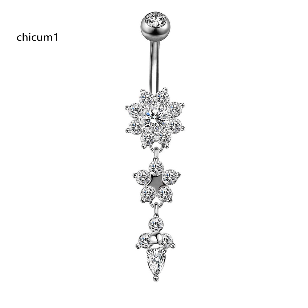 Khuyên RốN HìNh Hoa BằNg ThéP Không Gỉ ĐíNh Đá Xinh XắN