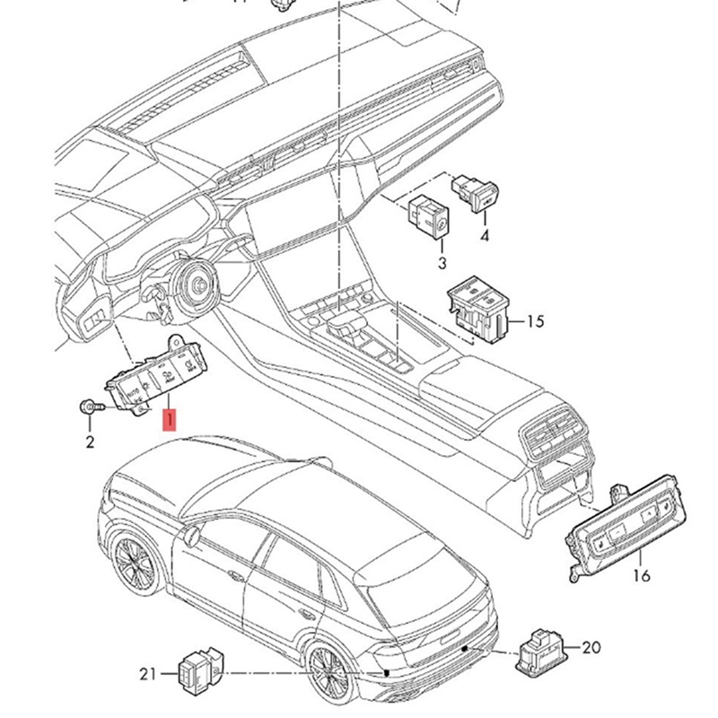 Công Tắc Điều Khiển Đèn Pha Xe Hơi Màu Đen 4K1941501 Ốp Bảo Vệ Chìa Khóa Xe Hơi Audi A3 S3 Q3 4K1 941 501