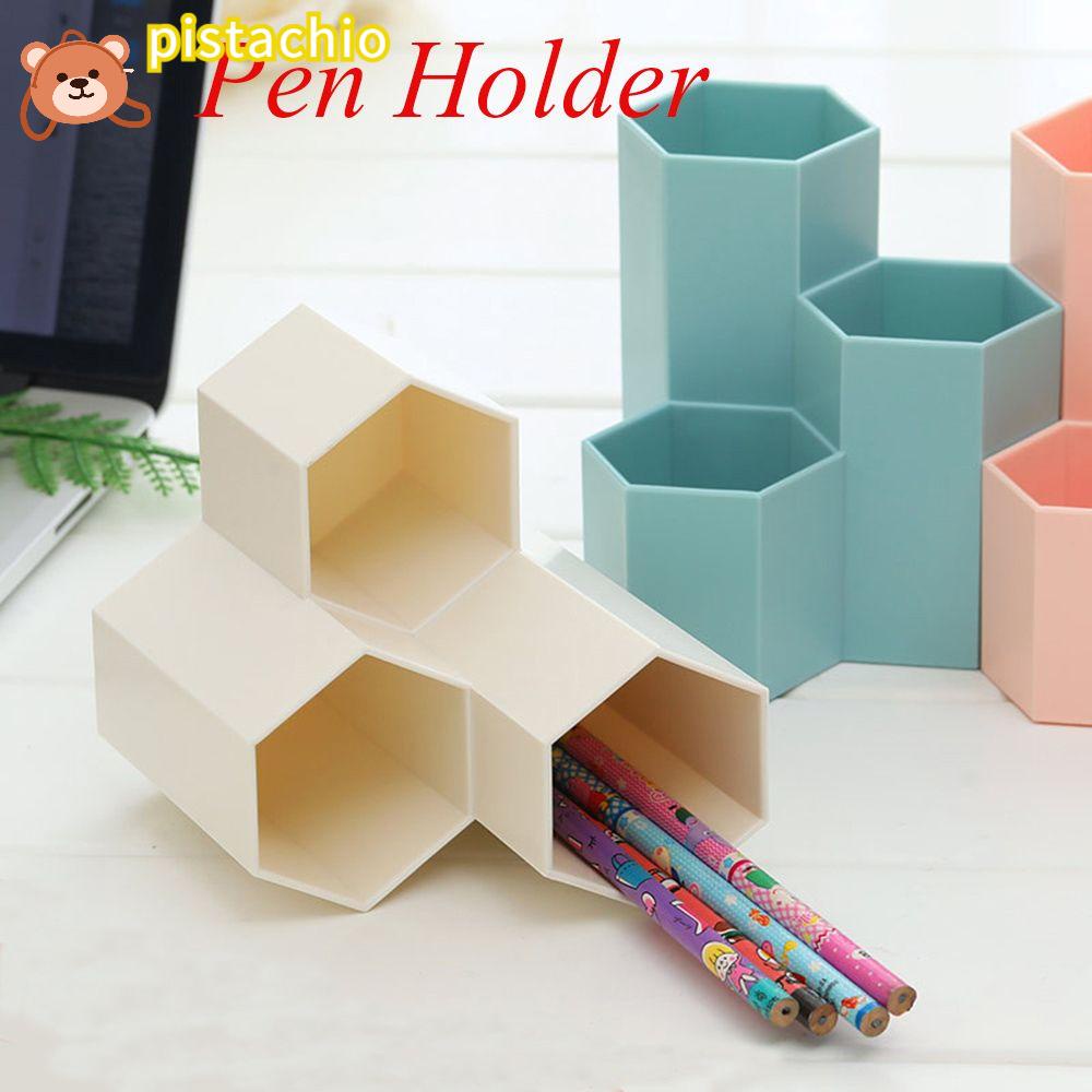 PISTA Hộp Đựng Bút Hình Lục Giác Thời Trang Để Bàn Cho Học Sinh