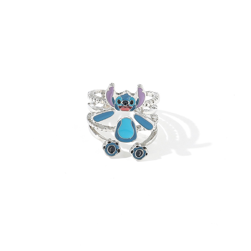 Nhẫn Cặp Họa Tiết Hoạt Hình Lilo &amp; Stitch Ngọt Ngào Đa Năng Làm Quà Tặng Sinh Nhật Cho Bạn Bè