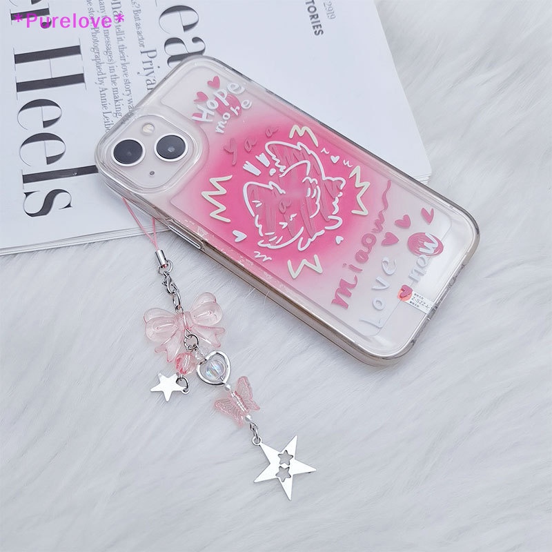 Dây Móc Điện Thoại Hình Nơ Ngôi Sao Năm Cánh Màu Hồng Xinh Xắn Thời Trang Mùa Hè Cho Nữ Mới
