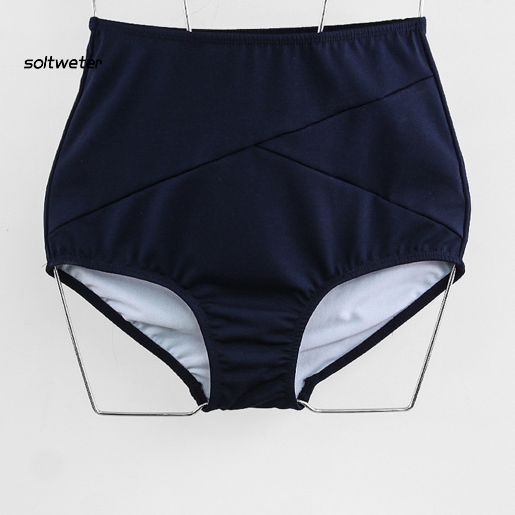 Bộ Bikini Hai Mảnh Màu Trơn Lưng Cao Có Đệm Ngực Gợi Cảm Cho Nữ