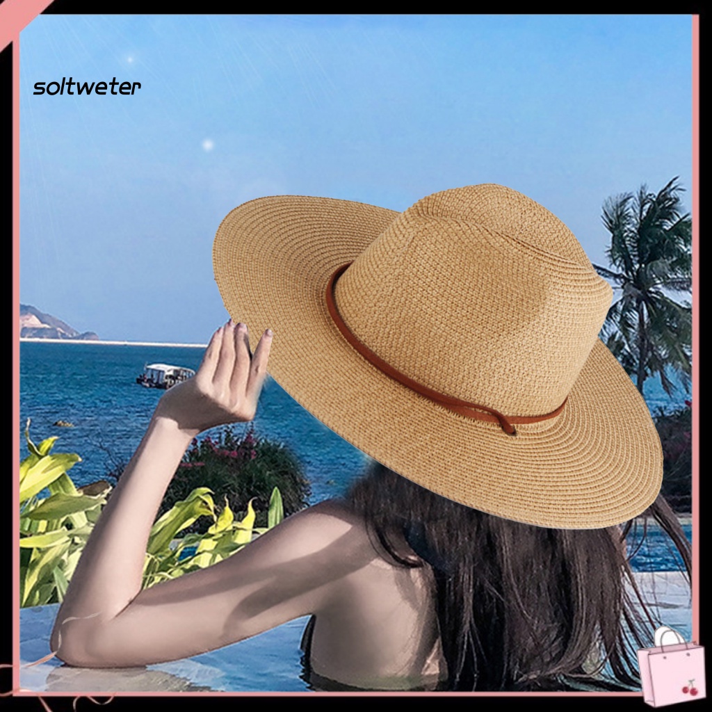 Mũ Cói Rộng Vành Chống Nắng / Gió Màu Trơn Tùy Chỉnh Thời Trang Cho Nam Và Nữ