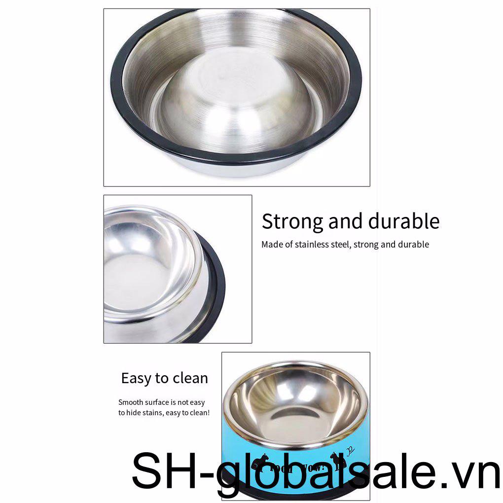 Bộ 2 Bát Đựng Thức Ăn Cho Thú Cưng Bằng Thép Không Gỉ 15CM